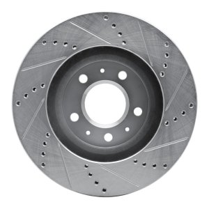 Cadillac CTS Brake Rotor (1) - Front Left - R1 Concepts - Drill & Slot - Silver - `03-`07